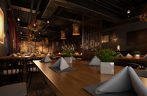 荔湾简约大气中式风格餐厅设计装修效果图