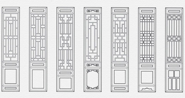 荔湾常用中式仿古花窗图案隔断设计图