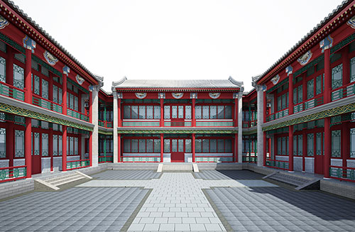 荔湾北京四合院设计古建筑鸟瞰图展示