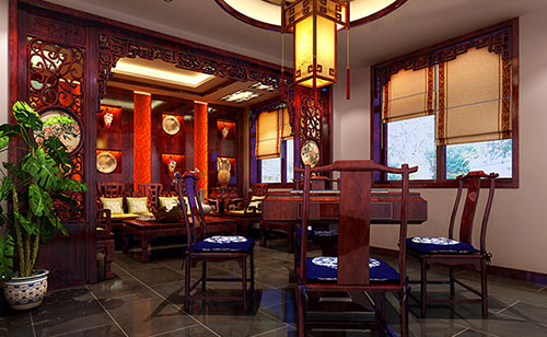 荔湾古典中式风格茶楼包间设计装修效果图