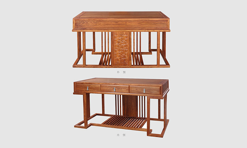 荔湾 别墅中式家居书房装修实木书桌效果图